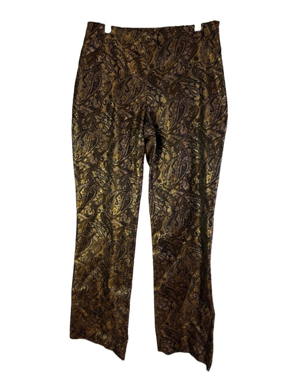 Vintage Y2K Pants Gold Metallic Brocade Paisley Disco Grunge Rave